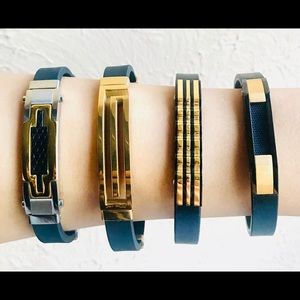 Leather bracelet with Gold Cut for men